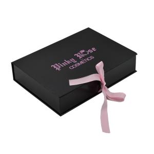 China Matt Black Color Paper Gift Box With Ribbon Bow Customized Design Printing wholesale
