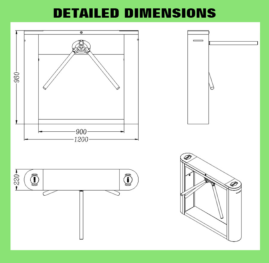 HCW Security Tripod Turnstile Gate Access Control Face Recognition Turnstile for Gyms Scenic Area