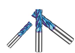 China Solid Carbide End Mill Four Flutes Nano Coated 0.2 μm Grain Custom Size wholesale