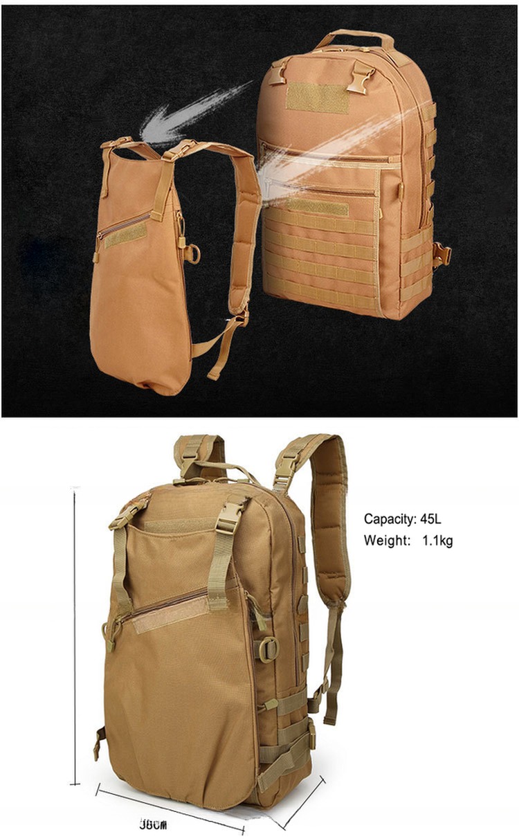 Versatile 45L Capacity Outdoor Camping Bag with Pouch and Interior Compartment