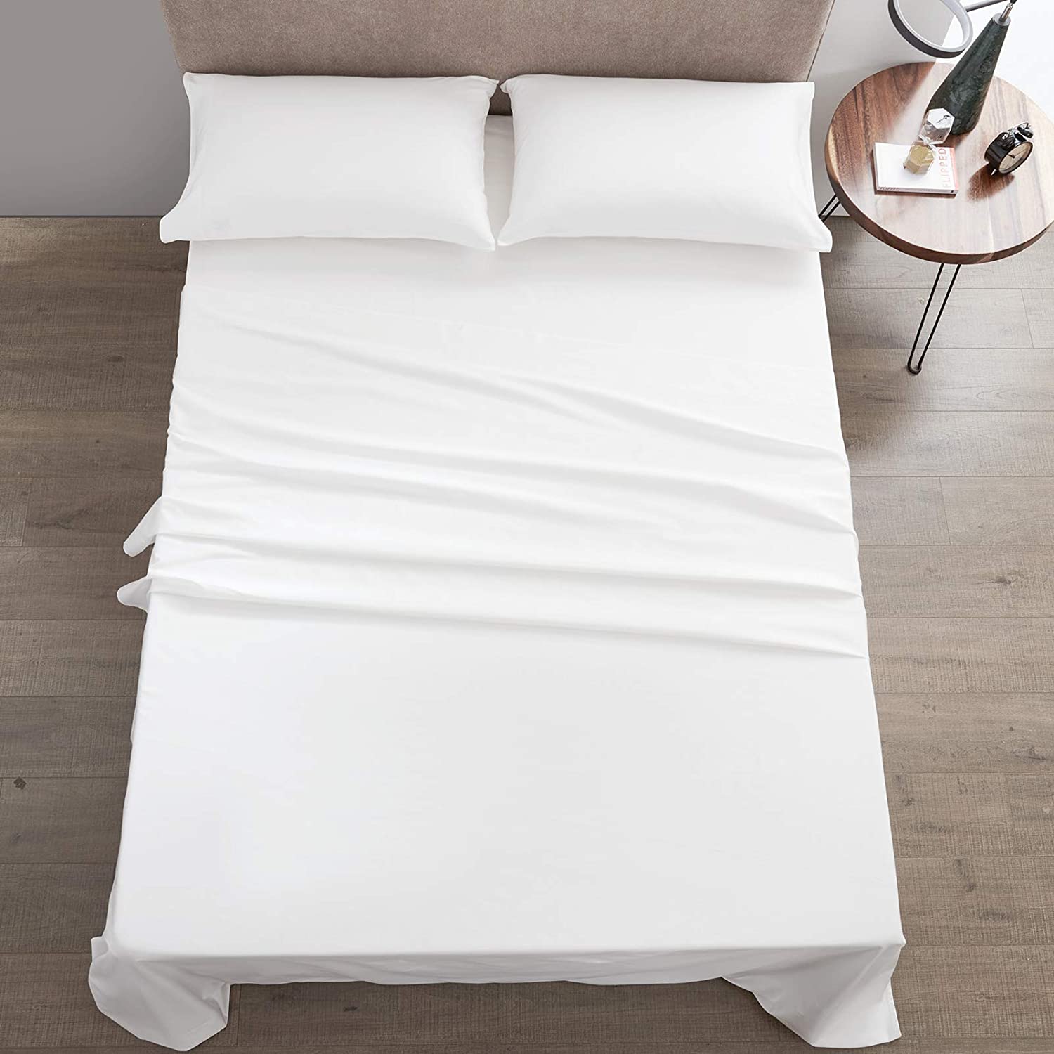 4 Piece 100% Cotton Luxury Soft Breathable Deep Pocket Bed Sheet Set with Portable