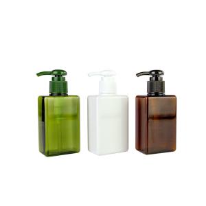 China 125ml Green/White/Amber rectangle smooth with Green/White/Amber pump for shampoo lotion bottle wholesale