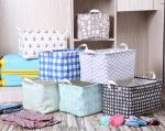 canvas folding printed yellow laundry basket round folding eco-friendly round