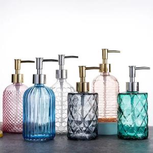 China Collar Material Borosilicate Glass Squeeze Type Press Glass Bottle for Hand Sanitizer wholesale