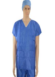 China Lightweight Disposable Blue Plastic Aprons With V-Neck Or Round Neck wholesale