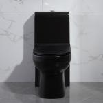 Black One Piece Elongated Toilets 1.6 Gpf Siphon Jet Toilet Flushing Systems