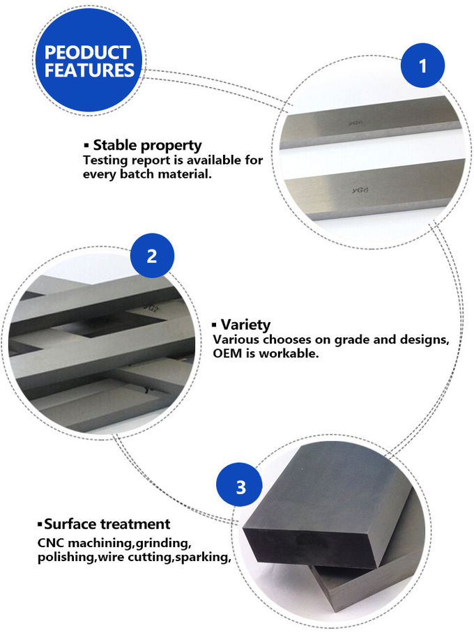 Well Ground Cemented Carbide Wear Bars , Carbide Rubber Cutting Blades K10 / YG6X