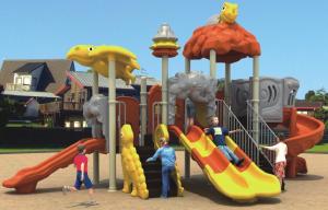 China kids plastic outdoor playground with double slide and spiral slide wholesale