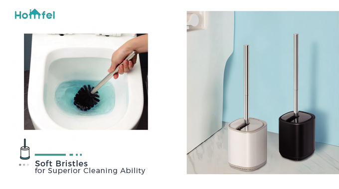 Stainless Steel Flip Lid Toilet Brush And Holder For Household Toilet Cleaning Essentials