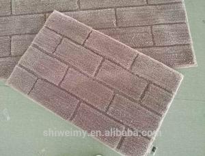 China Bricks pattern plain color shaggy bath room mat wholesale