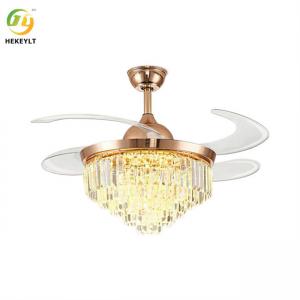 China 42 Inch LED Smart Crystal Rose Gold Ceiling Fan Light With Remote Control wholesale