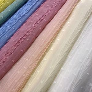 China 100-250gsm Polyester Tulle Fabric Polka Dot Jacquard Crinkle Pleated Fabric wholesale