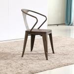 YLX-1100 Modern Steel Armrest Coffee Bar Dining Chair with Wood or Soft Cushion