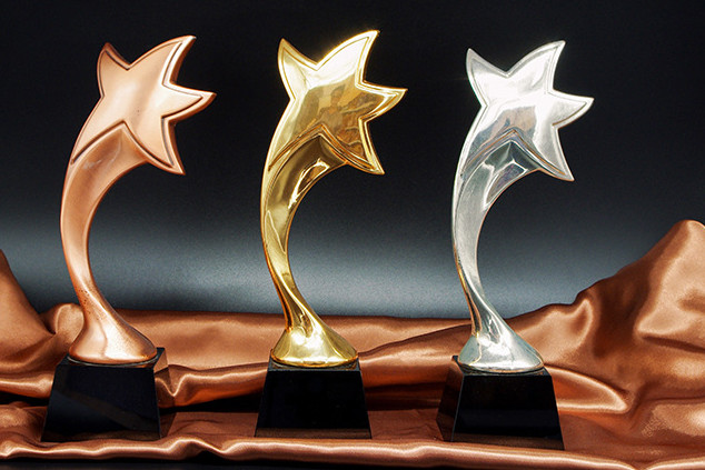 Custom Made Metal Star Trophy , Zinc Alloy Enterprise Workers Souvenirs