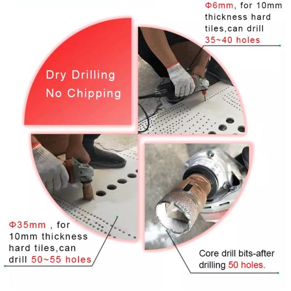 Ceramic Vacuum Brazed 10mm Diamond Dry Core Drill Bits