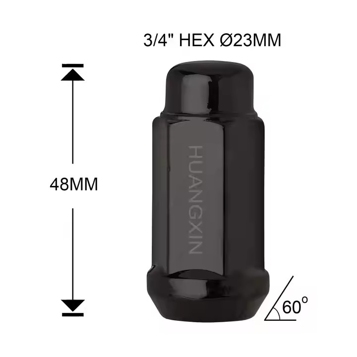 Huangxin 1/2"- 20 Wheel Chrome Steel Lug Nuts Closed End Bulge Acorn Lug Nuts Cone Seat 1.38" 35mm Tall 3/4" 19mm Hex
