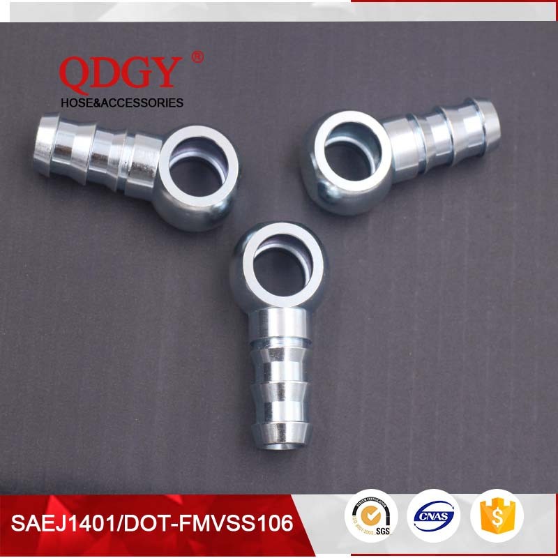 steel material 14mm single fule banjo hole to a male barb outlet brake hose fitting with Galanized plated coating