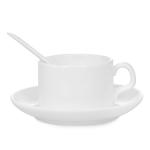 White Coated Coffee Sublimation Mug Set With Spoon And Dish / Saucer