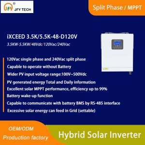 China Hybrid Solar inverter with 100V-500V PV Input and 120Vac single phase/240Vac split phase wholesale