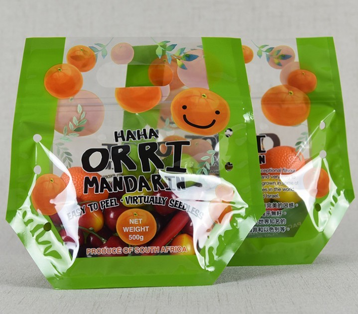 Customized Anti-Fog Fruit and Vegetable OPP Colorful Zipper Hanger Poly Bags with Gusset