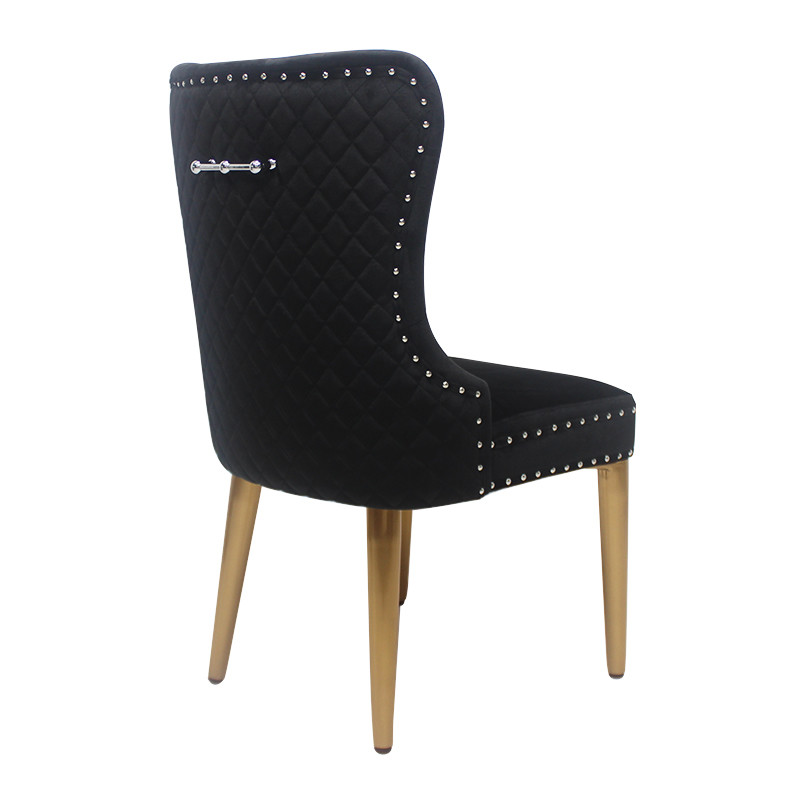 Black button buckle velvet chair dining chair elegant model