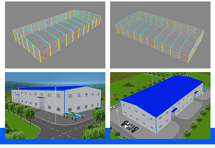 Metal Frame House Construction , Industrial Prefab Metal Warehouse Workshop