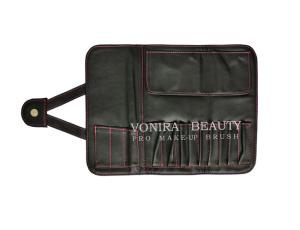 China 12 Slots Black Faux Leather Cosmetic Makeup Brushes Roll Bag Pouch Pen Case Holder wholesale