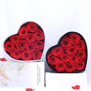 China Wholesale Price Velvet Flower Boxes Preserved Roses Heartshape Box Flower Valentine