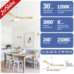 3 Color Led 48 Inch Solid Wood Ceiling Fan Remote Control Quiet