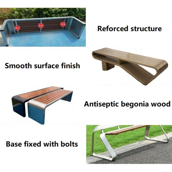 Galvanized Steel Outdoor Metal Bench With Knocked Down Backrest