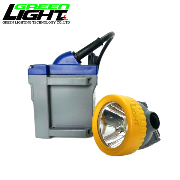 GLT-7C Corded Cap Lamp with 17hrs Working Time Impact Resistant LED Mining Headlamp Featuring One Main Light Two Auxiliary Lights