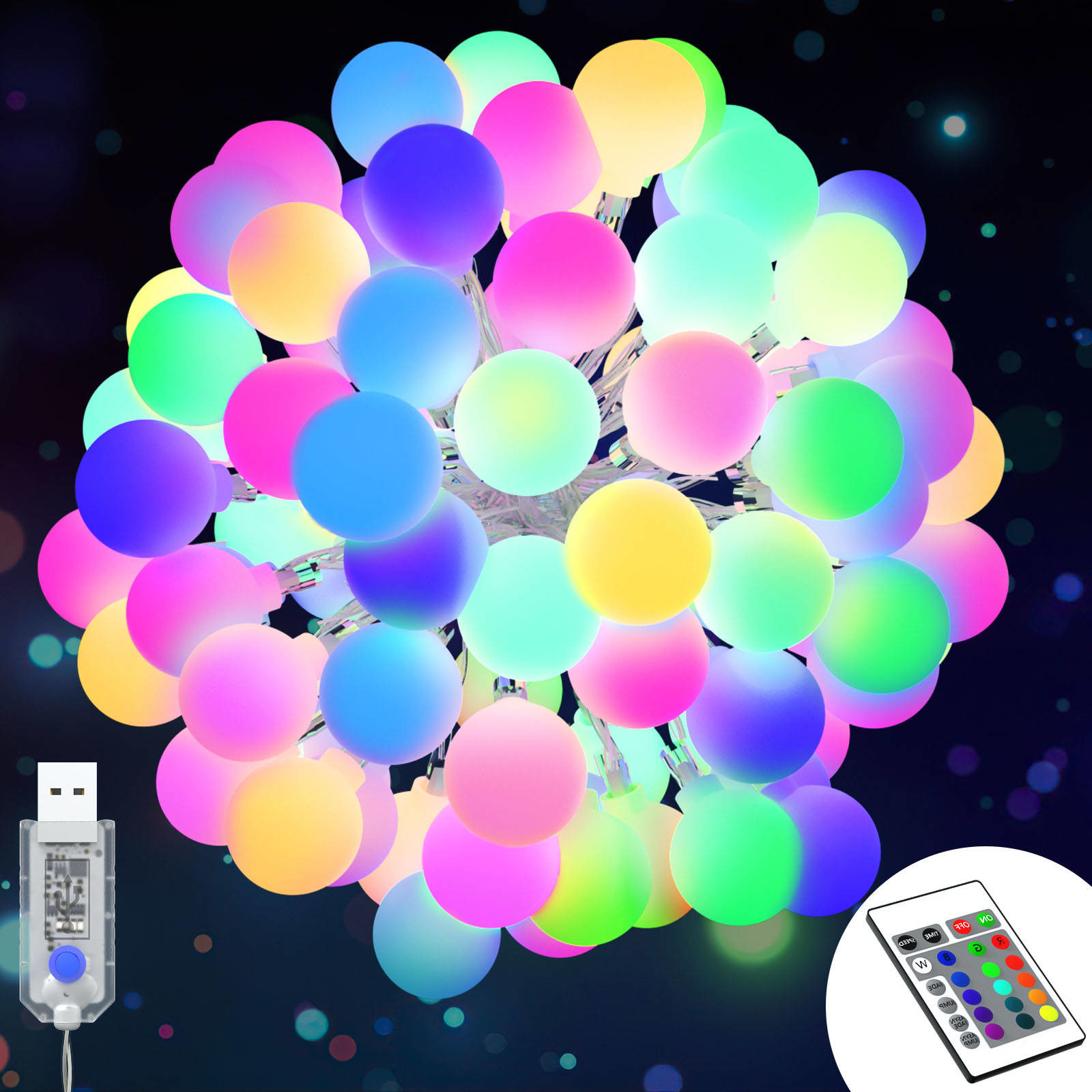 16 RGB FCC Color Change Ball Lights FCC With 50pcs Lamp Beads