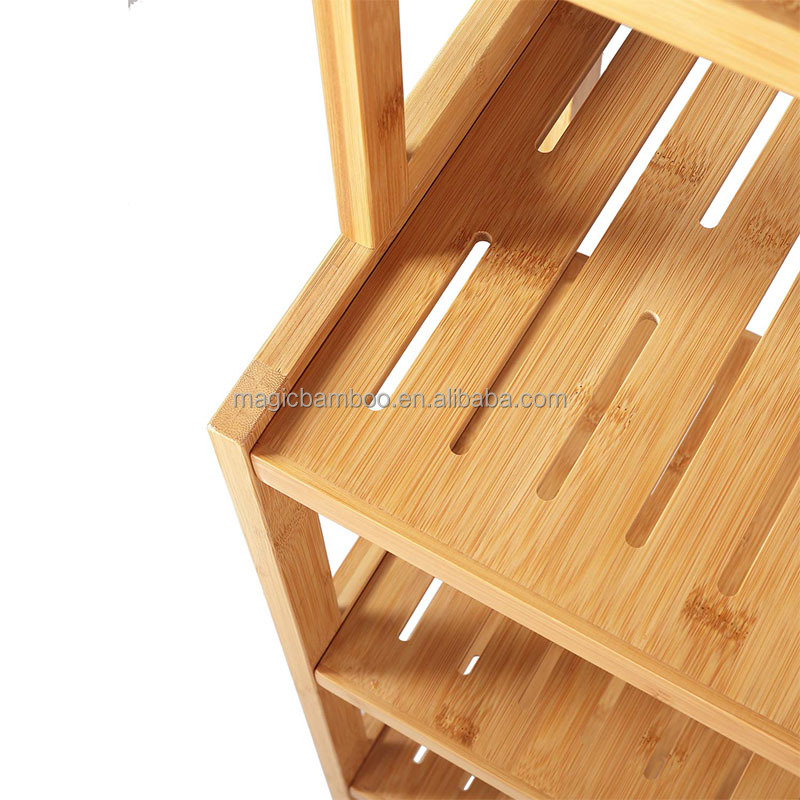 Classic Design Style 7-Tier Bamboo Shelf Multifunctional Storage Rack for Bathroom
