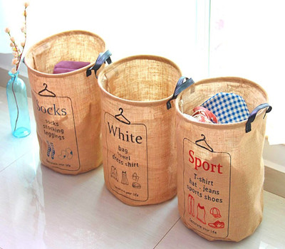 Dirty Cloth Organizer Foldable Laundry Basket 41*33cm Jute Receive Basket