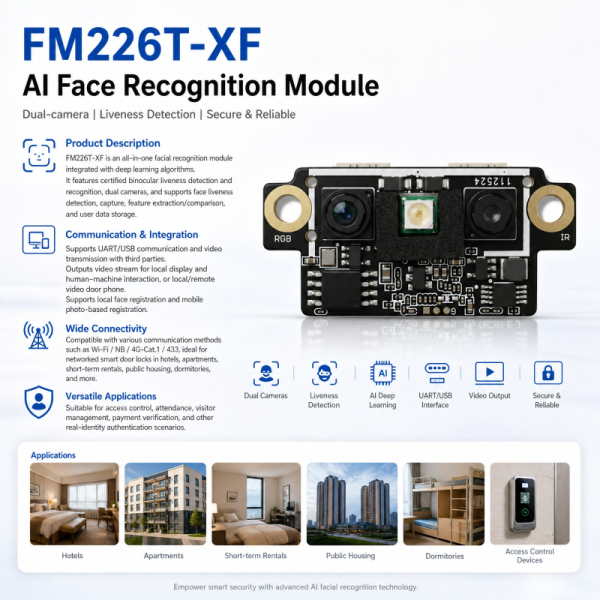 JP-FM226 AI Face Recognition Camera Module Service voltage 4.5V~9V