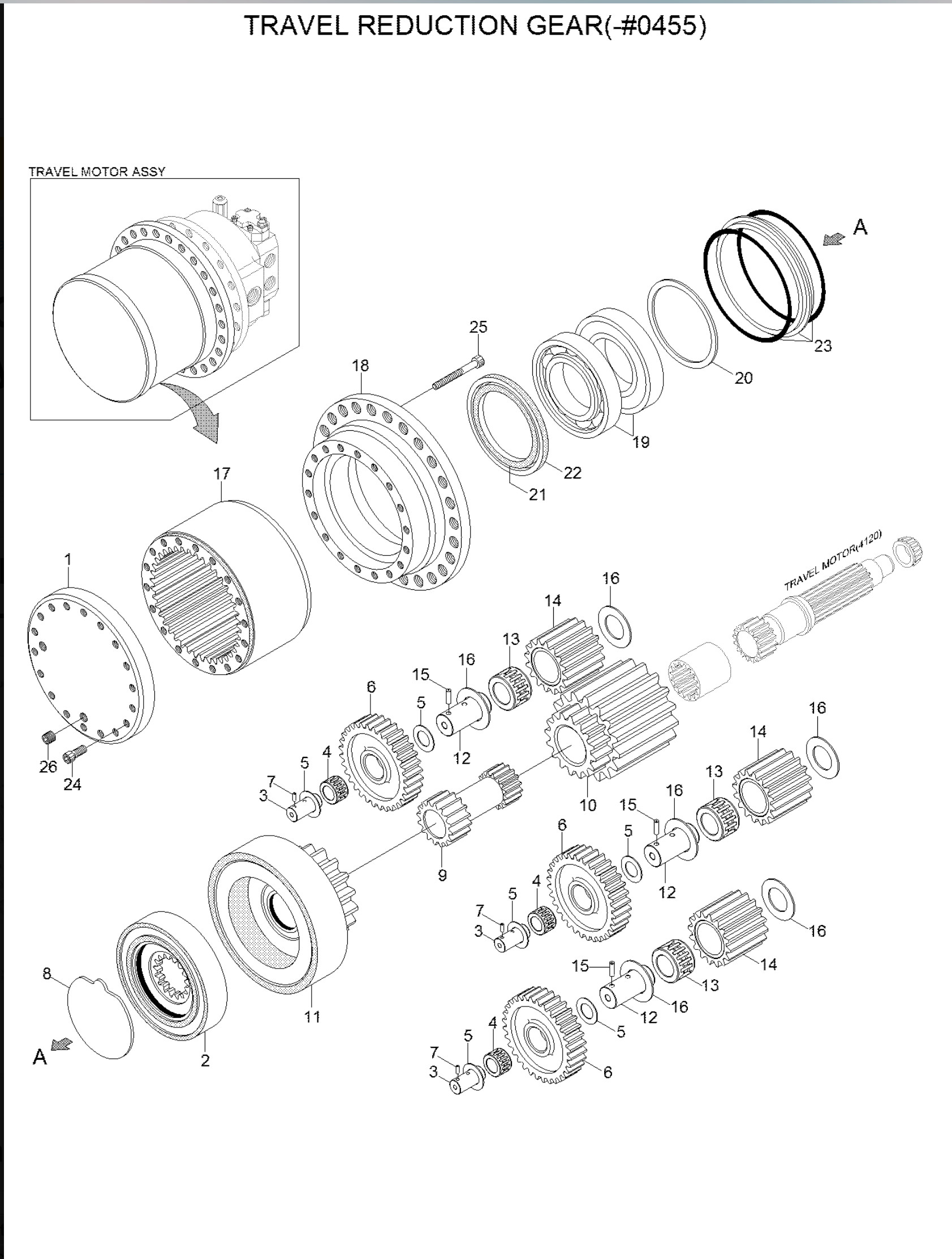 Hyundai R320-7 Excavator Travel Gearbox Sumitomo SH300A3