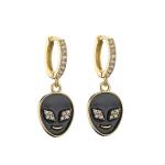 Personalized Rhinestone Huggie Earrings Enamel Alien Dangle Earrings