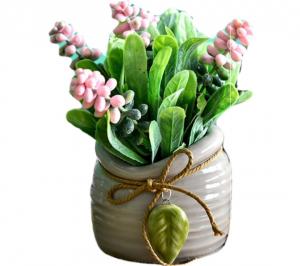 China Potted Artificial Wheat Ear Colorful Flower Home Office Desk Decor wholesale