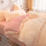 Fluffy Plush Faux Fur Velvet Shaggy Queen King Size Duvet Cover Bedding Set