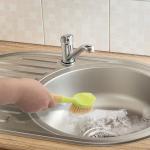 1.1in PBT Bristle Kitchen Scrub Brush Dish Scrubber With Handle