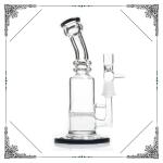 Honeycomb Perc Glass Water Pipe Black Clear Color 7.8 Inches Height For Smoking