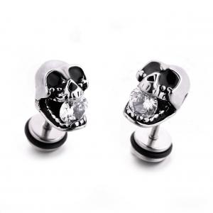 China Stainless Steel jewelry punk style polished skull head stud earrings on sale