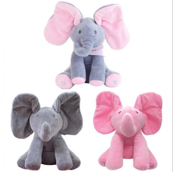 Quality Musical Peek a Boo Elephant Play Hide And Seek Electric Baby Cuddly Plush Toys for sale