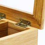 4 compartment bamboo wooden tea bag holder box with acrylic lid
