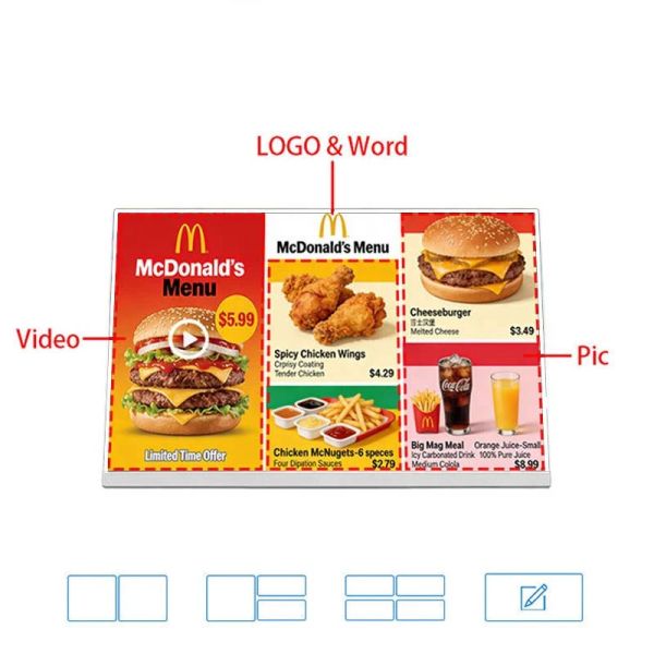 Restaurant Digital Signage with Cloud Management High-Definition Display and Self-Ordering Capabilities