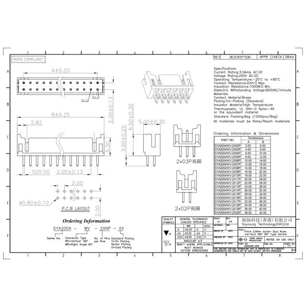 3.0 Amp Current Wire To Board Connector 250 Volt