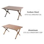 Lightweight Roll Up Folding Camping Coffee Table 6.70kg Wood Grain Color Metal