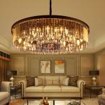 Semi flush Crystal ceiling Pendant Light Fixtures Amber Color For Home