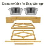 Adjustable Raised Bamboo Pet Feeder 100% Solid Bamboo Stand Dog Bowl