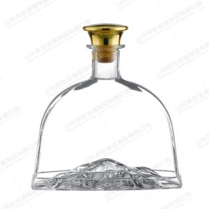 China 750ml Flat Liquor Wine Flask Clear Glass Bottles with Cork Lid OEM/ODM Acceptable on sale